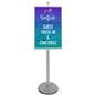 Sign stand with silver pole and base