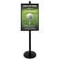 Poster display stand with black post and base
