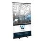 Budget narrow base retractable banner stand with black base