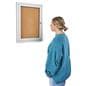 This enclosed aluminum bulletin board has a locking door
