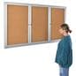 This 72 x 36 locking bulletin board has mitered corners 