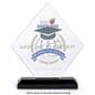 Square diamond recognition trophy with two sided printing