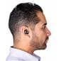 Black promo branded wireless earbuds with 10 meter Bluetooth operating range