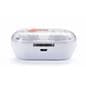 White custom logo branded earbuds with micro USB port for charging