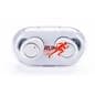 White custom logo branded earbuds with 5 hours music and talk time