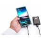 Black power bank with earbuds gift set with 2150 mAh battery capacity