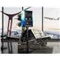 Cell phone charging station shown with custom graphic in airport terminal
