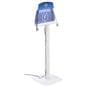 Oblique view of cell phone charging station with free mobile charging graphic