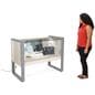 Glass display counter frame is made of steel