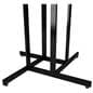 4 way clothing rack showcasing the base of the unit with leveling feet