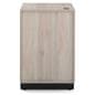 Wood host stand with wood grain finish