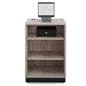 Wood host stand with two shelves