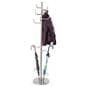 Brushed Silver Metal Coat Rack with Umbrella Stand