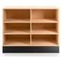 Flat top sales counter with open storage provides a large amount of space