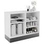 Flat top sales counter with open storage stock all the essentials for a POS station