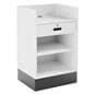 Register stand with recessed top in satin white finish