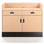 Recessed top sales counter with lockable storage shown from the employee side