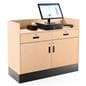 Recessed top sales counter with lockable storage offers plenty of space for checkouts