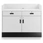 Recessed top sales counter with lockable storage comes with locks on all doors and drawers
