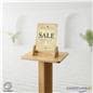Wooden countertop sign holder with natural wood finish 