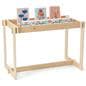 Wooden retail dump table with max weight capacity of 50 pounds