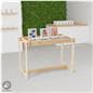 Wooden retail dump table with minimalistic design 