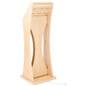 Wooden iPad kiosk with graphics with cord management