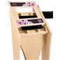 Wooden iPad kiosk with graphics with sliding faceplate in landscape orientation
