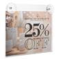 Glass mount sign holder sized for letter-size inserts in landscape format