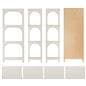Arch display shelf with flat pack knock down design 
