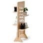 Wooden pegboard with shelves and double-sided display panel 