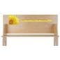 Custom-printed wooden shelf stand with personalized header 