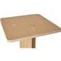 Collapsible wooden retail pedestal with 16 inch square table shape 