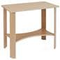 Wooden knockdown display table with protective plastic feet 
