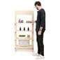 Wood freestanding shelving unit with 27 inch width and 57.5 inch height