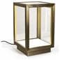 Metal framed square glass curio box includes LED strips on both sides