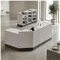 Corner filler sales counter shown in a cash wrap configuration