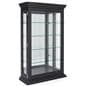 Wood curio cabinet with tempered glass panels