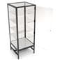 glass showcase tower with adjustable shelves