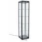 glass curio cabinet display tower with hinged door