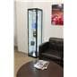 brightly-lit glass curio cabinet display tower