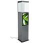Exhibit pedestal case with video screen is ideal for showcasing sale items 