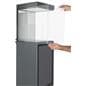Exhibit pedestal case with video screen has an easy to remove acrylic front pane