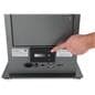 Exhibit pedestal case with video screen and light dimmer