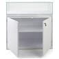 LED exhibit showcase with storage space on the unit's backside 