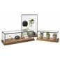 Tall wood and glass countertop display case with antique finish