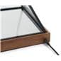 Lighted pyramid glass box with back cord exit