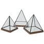 Lighted pyramid glass box with 1.18 inch wood base