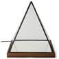 Lighted pyramid glass box with rubber wood base