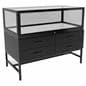 Glass showcase display cabinet with four storage drawers